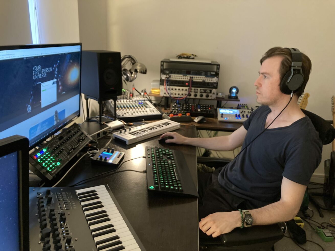 Sound Designer Colin Howe at work with the Hi-X65 headphones from Austrian Audio 
